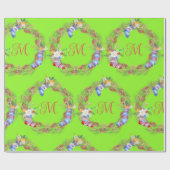 簡単なクリスマスリース 赤と緑の文字 ラッピングペーパー (フラット)