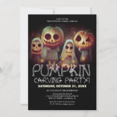 簡単なハロウィンのかぼちゃ彫りパーティー　spooky 招待状 (正面)