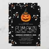 簡単なハロウィンのカボチャ彫りパーティー　 spooky 招待状 (正面/裏面)