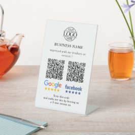 簡単なビジネスレビュー GoogleとFacebookの口コミ QRコード 台座サイン