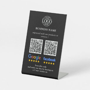 簡単なビジネスレビュー GoogleとFacebookのQRコード 台座サイン