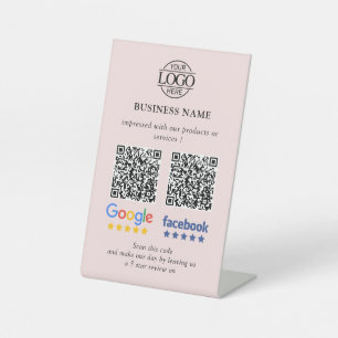 簡単なビジネスレビュー GoogleとFacebookのQRコード 台座サイン