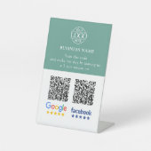 簡単なビジネスレビュー GoogleとFacebookのQRコード 台座サイン (正面)