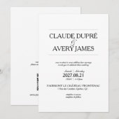 簡単なフランス語と英語の結婚式招待状 案内状 (正面/裏面)