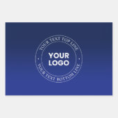 簡単なロゴの差し替えとテキスト | 濃い青のグラデーション ラッピングペーパーシート (正面2)