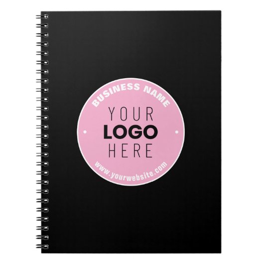 簡単なロゴの差し替え＆テキスト編集可能 | ピンク/DIY ノートブック (正面)
