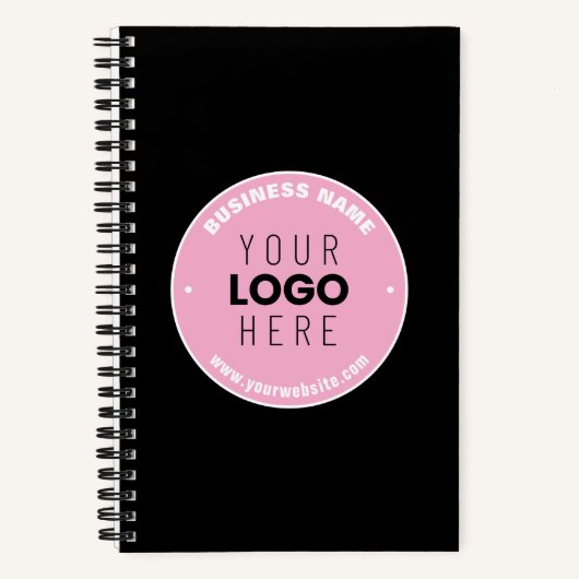 簡単なロゴの差し替え＆テキスト編集可能 | ピンク/DIY ノートブック (正面)