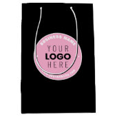 簡単なロゴの差し替え＆テキスト編集可能 | ピンク/DIY ミディアムペーパーバッグ (正面)