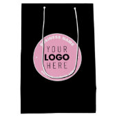 簡単なロゴの差し替え＆テキスト編集可能 | ピンク/DIY ミディアムペーパーバッグ (裏面)