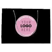 簡単なロゴの差し替え＆テキスト編集可能 | ピンク/DIY ラージペーパーバッグ (裏面)