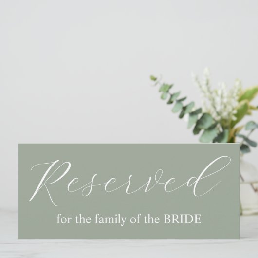 簡単な書道で予約された結婚式の家族のテーブル 招待状 (スタンド正面)