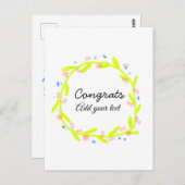 簡単な最低限の卒業おめでとうメッセージを追加 ポストカード (正面/裏面)