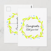 簡単な最低限の卒業おめでとう デザインにあなたのお名前を ポストカード (正面/裏面)