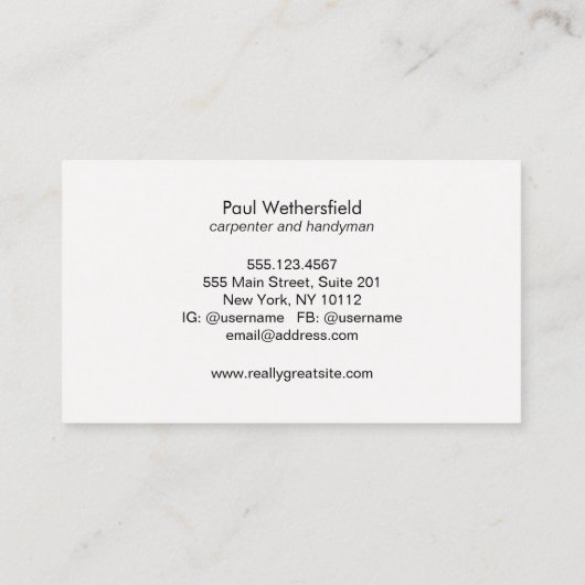 簡単な木工とメンテナンス 名刺 (裏面)