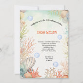 簡単な海の中の誕生日パーティー招待状 招待状 (正面)