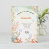 簡単な海の中の誕生日パーティー招待状 招待状 (スタンド正面)