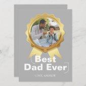 簡単な父の日のお祝い、金メダルと写真 シーズンカード (正面/裏面)