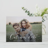 簡単な筆記写真 挙式日延期 新しい日付へ 招待状 (スタンド正面)