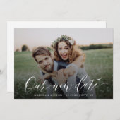 簡単な筆記写真 挙式日延期 新しい日付へ 招待状 (正面/裏面)