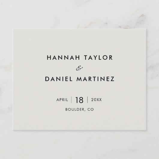 簡単な結婚式 日程を保存して 案内ポストカード (正面)