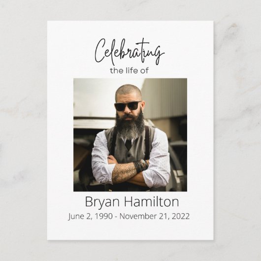 簡単な葬儀追悼写真メモリアル ポストカード (正面)