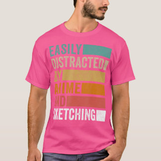 簡単にアニメやスケッチに気を取られる Tシャツ