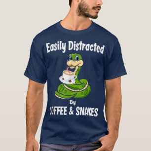 簡単にコーヒー&ヘビのスネークおもしろいHに気を取られる Tシャツ