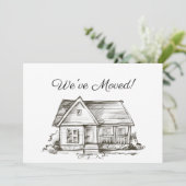 簡単にスケッチされた家の新しい住所 案内状 (スタンド正面)