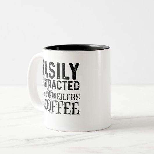 簡単にロットワイラーやコーヒーに気を取られる ツートーンマグカップ (正面左)