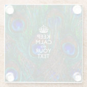 簡単に保落ち着いて孔雀にあなたのテキストを持つ ガラスコースター (裏面)