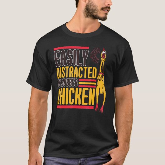 簡単に気がそれるゴム製のニワトリ 鳥 2 Tシャツ (正面)