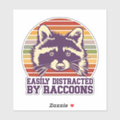 簡単に気を散らすアライグマレトロヴィンテージ夕日 シール (シート)