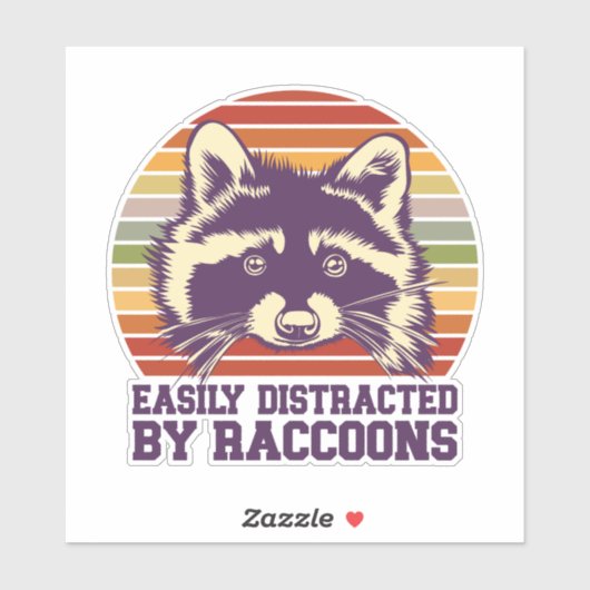 簡単に気を散らすアライグマレトロヴィンテージ夕日 シール (シート)