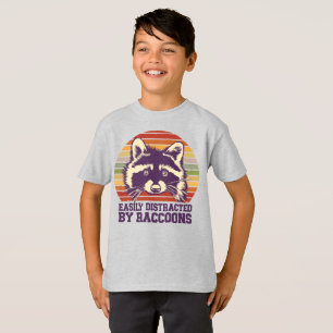 簡単に気を散らすアライグマレトロヴィンテージ夕日 Tシャツ