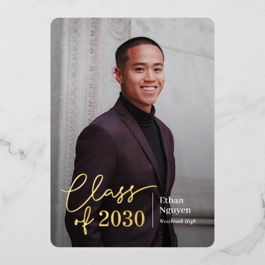 簡単に自信を持ったフォイル卒業招待状 箔招待状 (正面)