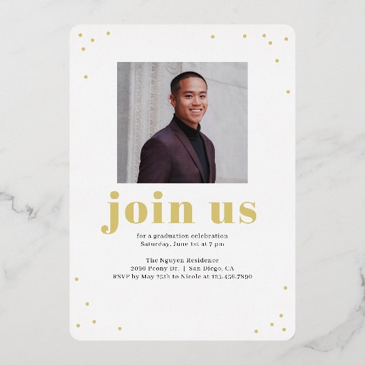 簡単に自信を持ったフォイル卒業招待状 箔招待状 (裏面)