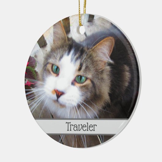 簡単に自分の写真を追加2の写真をカスタム作成 セラミックオーナメント (左)