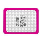 簡単に自分の写真表示ピンクの明るい赤紫色 マグネット (横)