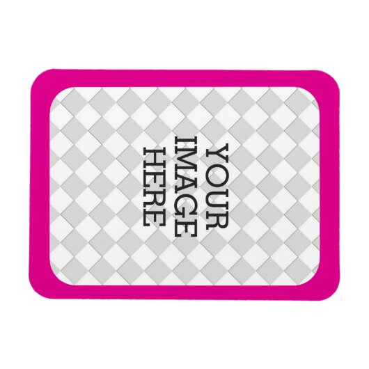 簡単に自分の写真表示ピンクの明るい赤紫色 マグネット (横)