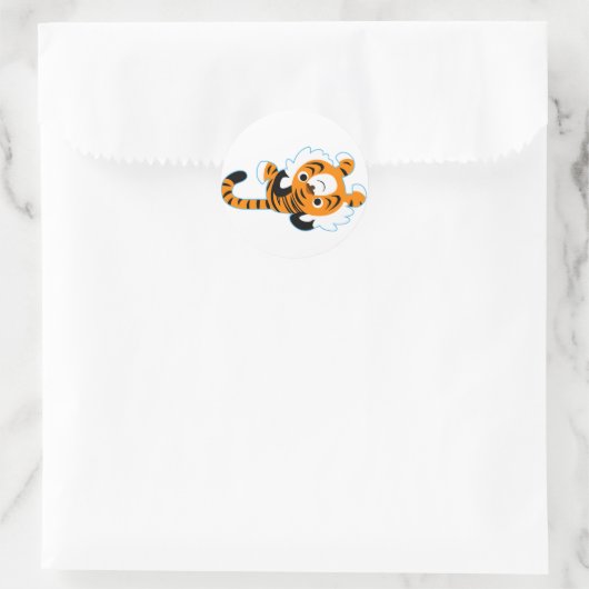 簡単に行くかわいい漫画タイガーのステッカー ラウンドシール (バッグ)