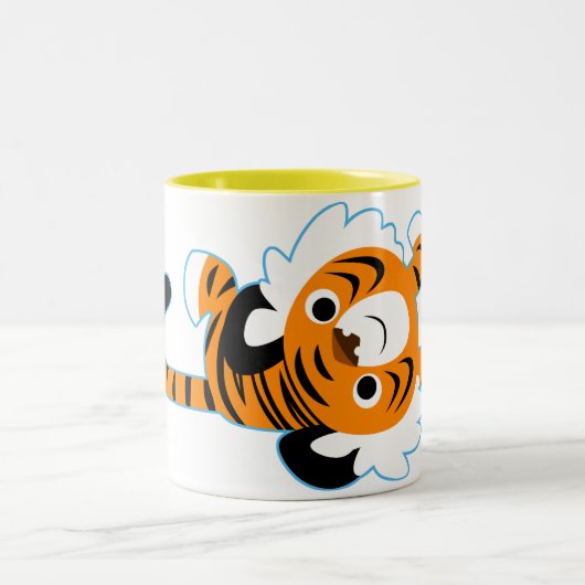 簡単に行くかわいい漫画タイガーマグ ツートーンマグカップ (中央)