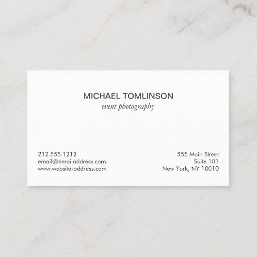 簡単に述べられた写真家の名刺 名刺 (裏面)