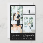 簡単の編モダン集が編集可能な写真のコラージュの日付を保存 招待状 (裏面)