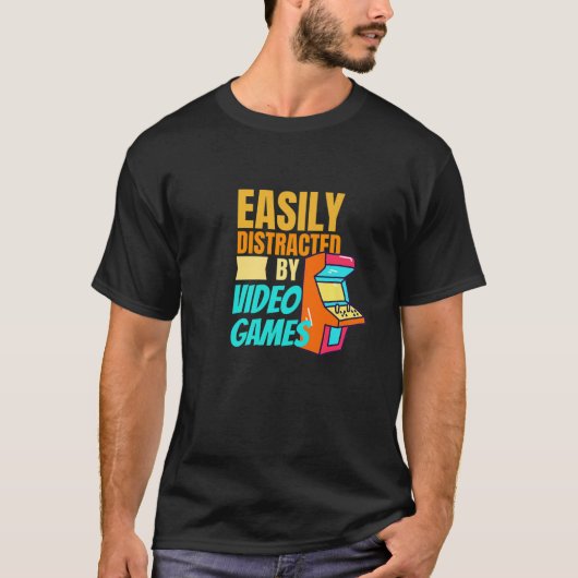 簡単はビデオゲームに気を取られてゲームおたく Tシャツ (正面)