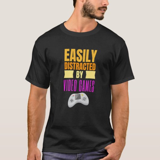 簡単はビデオゲームに気を取られるゲームおたく1 Tシャツ (正面)