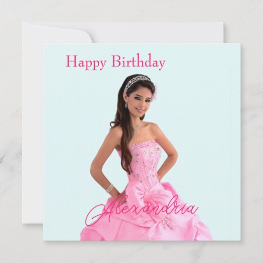 簡単アップロード写真の名前の追加ハッピーバースデー カード (正面)