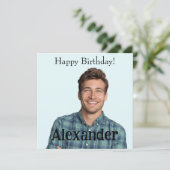 簡単アップロード写真の名前の追加ハッピーバースデー カード (スタンド正面)