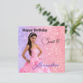 簡単アップロード写真名グラマー女の子誕生日 カード (スタンド正面)