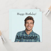 簡単アップロード写真 名前追加 お誕生日おめでとう カード (正面/裏面インサイチュ)