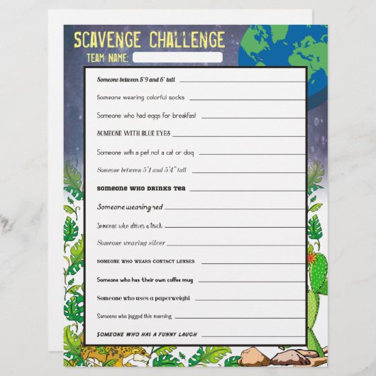 簡単オフィススカベンジャー狩りアイスブレーカーゲーム (正面/裏面)